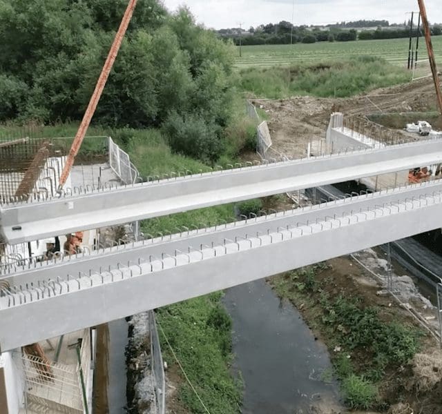 beam installation for bridge infrastructure